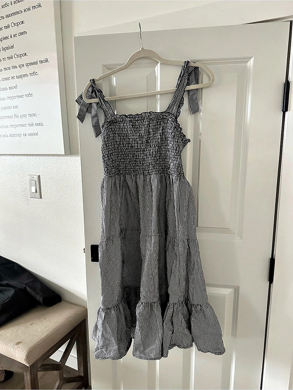 Gingham Maxi Dress in Black & White Like New